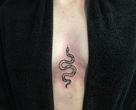 hình xăm rắn nhỏ trên ngực
