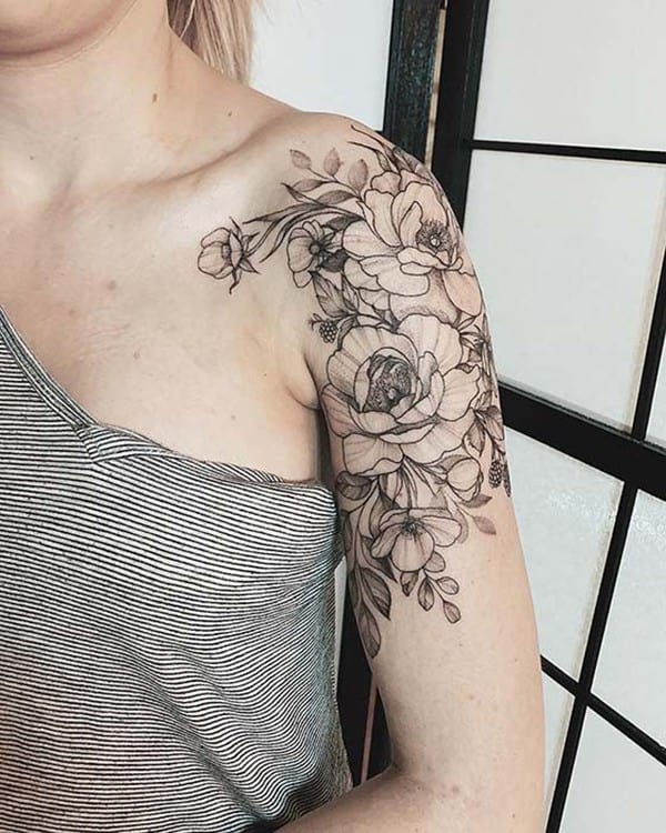 tattoo hoa mẫu đơn mini