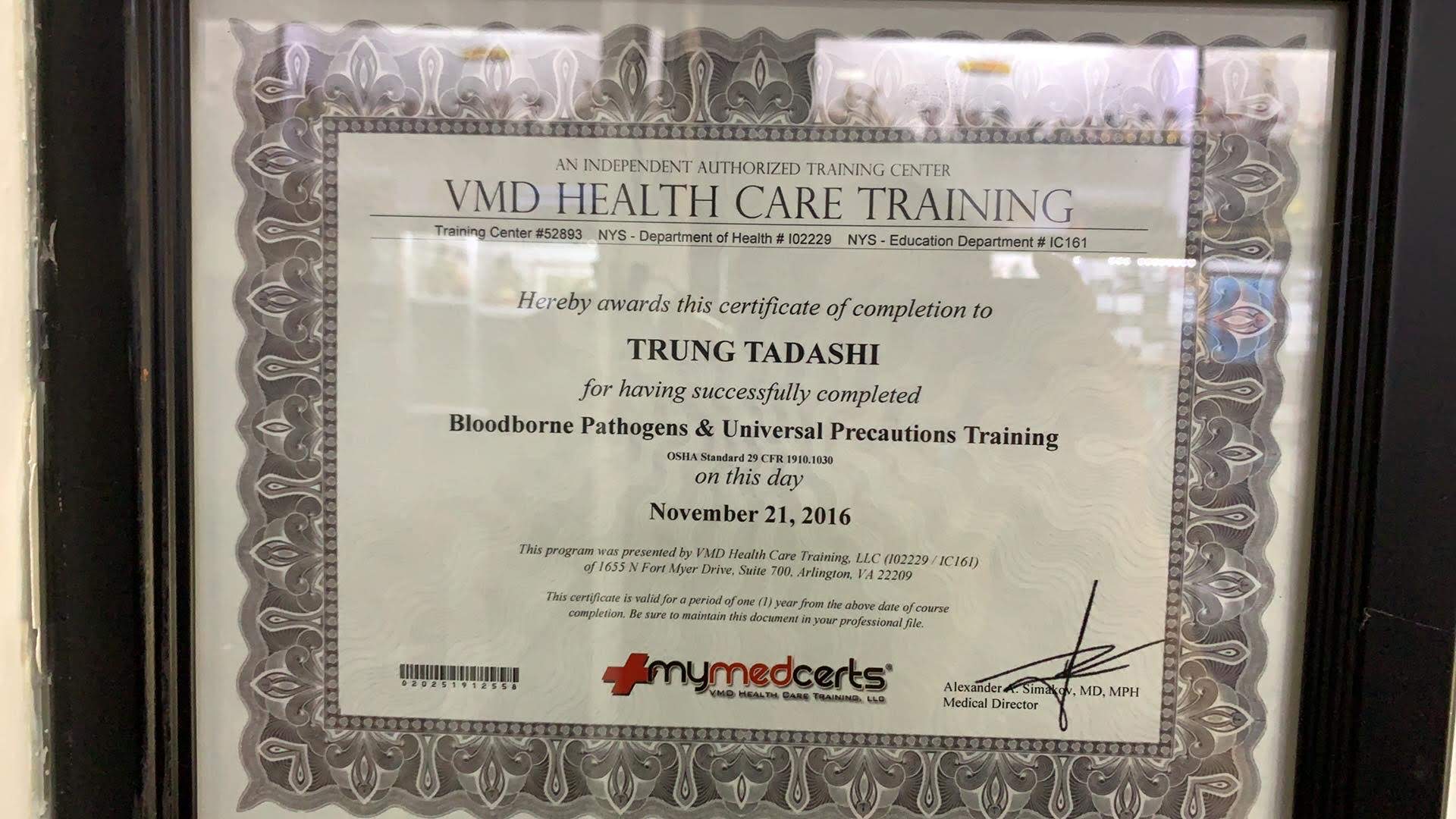 Bằng bloodborne pathogens